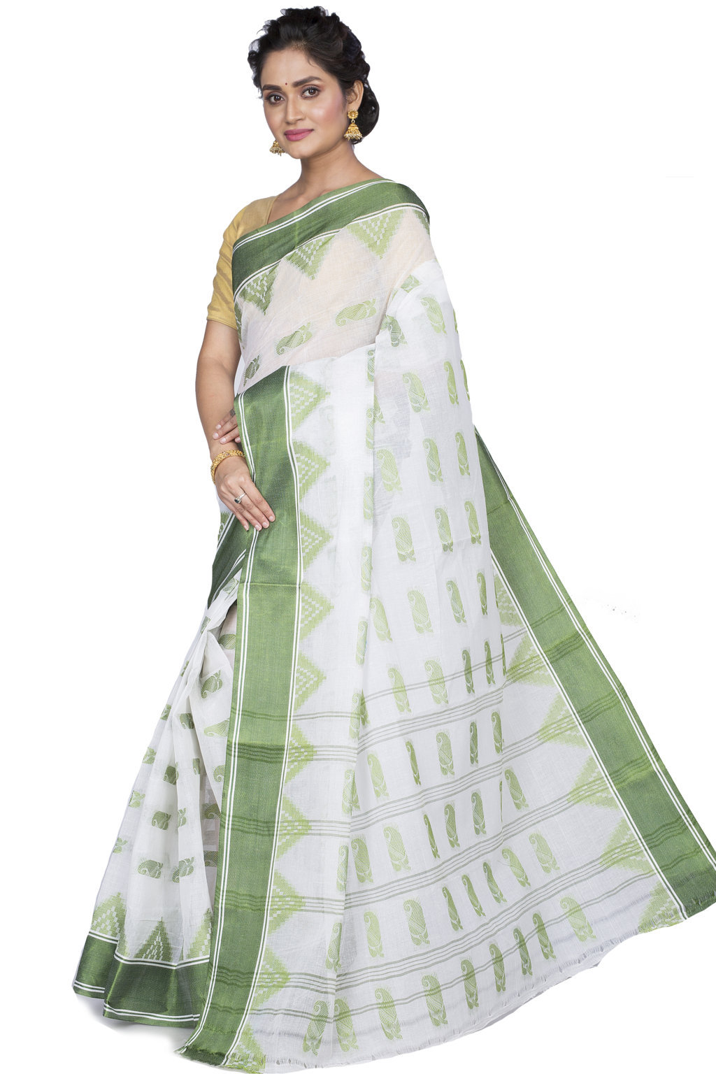 Green Pure Cotton Archana Tant Saree (173)